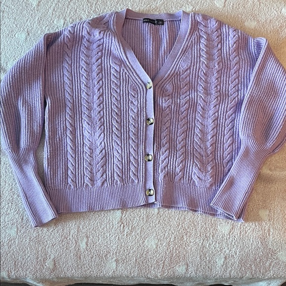 Lavender Button-Up Cardigan Sweater - Picture 2 of 4